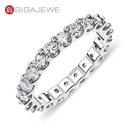 Gigajewe Gigajewe Moissanite Full Eternity Ring 2 0-2 4ct 3 0mm D VVS1ラウンドカット925シルバーダイヤモンドテストパス女性ガールギフトGM2575