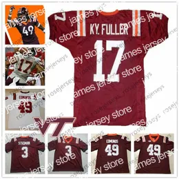 American College Football Wear NCAA Virginia Tech Hokies #17 Kyle Fuller 4 DeAngelo Hall Eddie Royal 22 Terrell Edmunds 49 Tremain308O