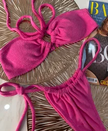 Designer Badeanzug 2023 Sexy Bandage Bademode Handtuch Stoff Hahnentritt Bikinis Brasilianische Frauen Marke Push Up Badeanzüge Biquinis S-XL Beachwear BEREIT AUF LAGER