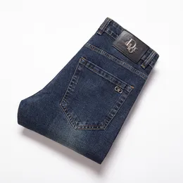 Jeans masculinos outono inverno homens slim fit europeu americano tbicon high-end marca pequena calças retas (201-216 fino) F245-0
