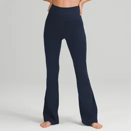 Lu-088 Groove Fitness Gym Women Yoga Pants Elastic Wide Leg Flare Leggings High Waist Thin Summer Flare Pant214w