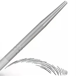 Silver Aluminum Professional Manual Tattoo Pen Permanent Makeup Tattooing Pen 3D Eyebrow Embroidery MicroBlading Pen299H
