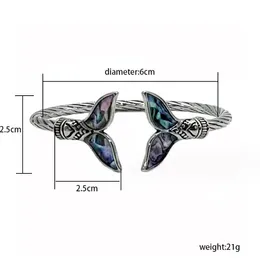 Bracciale regolabile con perline alla moda, colore argento, design a coda di pesce, design smaltato, per donna, apertura, colore, coda di sirena, braccialetto, goccia, consegna Ottda