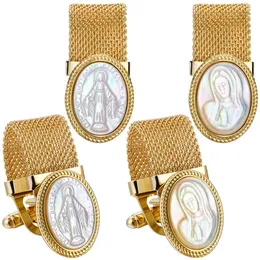 Cuff Links Religious Mother of Pearl Cufflinks for Men with ChainGifts Christian Church Member on Christmas Easterwith box 230908