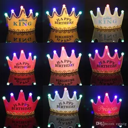 LED CROWN HAT HARDAY COSPLAY COSPLAY King Princess Crown LED Happy Birthday CAP LEMINOUS LED Christmas Hat Clotful Farmarling Headgear 2824