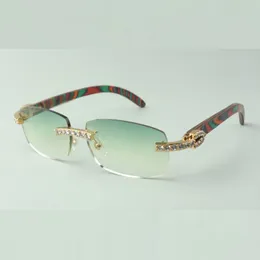 Designer XL diamond wooden sunglasses 3524026 with peacock wooden legs glasses Direct sales size:56-18-135mm