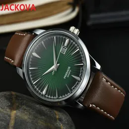 Business Trend Highend Cow Leather Watches Men Chronograph Cocktail Color Series Full Rostfritt Steel European Top Brand Clock2422