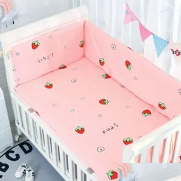 Bettwäsche-Sets Benutzerdefinierte Größe Cartoon Baby Krippe Stoßfänger Twill Baumwolle verdicken einteilig um Kissen Kinderbett Protector Born Room Decor Drop D Dhacz