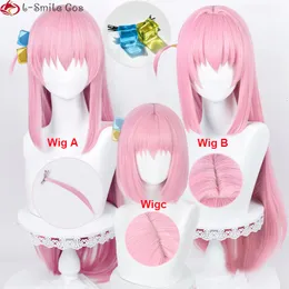 Parrucche Cosplay Anime Bocchi The Rock Cosplay Gotou Hitori Parrucca Cosplay 80 cm Lunghi Capelli lisci rosa Parrucche resistenti al calore per feste da donna Protezione per parrucca 230908