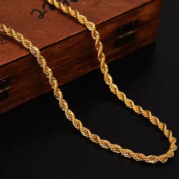 18 k Fine Solid G F Gold Necklace 31inch Hip hop Rock Rope Clasp Chain Fashion jewelry lengthening Men Women279D