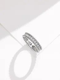 2023 Luxusqualität S925 Silver Charm Punk Band Ring mit Diamant in zwei Farben plattiert haben Stampbox PS7643B