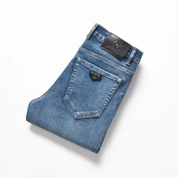 Jeans masculinos outono inverno homens slim fit europeu americano tbicon high-end marca pequena calças retas (201-216 fino) F233-000