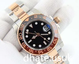 3 estilos de moda masculina relógio de alta qualidade ouro rosa 40mm GMT 116718 116719 preto vermelho moldura de cerâmica luminosa mecânica automática relógios masculinos