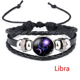 Pulseira cabochão de vidro constell atualizada 12, pulseira horóscopo ajustável multicamadas, joias da moda masculina e feminina