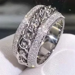 Victoria Wieck Vecalon Sparkling Luxury Jewelry 925 Sterling Silver Pave Tiny White Sapphire CZ Diamond Wedding Chain Rotata232L