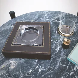 Ilivi Monogram Leather Glass Glass Ashtray Collectable Cigar Luxury Smoke Ash Tray Smoking Accessoriesコンパニオンギャラリーオリジナルハウス253o