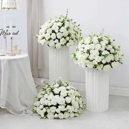 Faux Floral Greenery Decorative Flowers Large Artificial Flower Ball Wedding Table Centerpieces Stand Decor Geometric Shelf Party Stage Di L230903