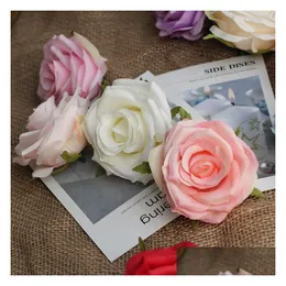 Decorative Flowers Wreaths 10Pcs/Lot Artificial Flower Rose Head Diy Wreath Wedding Wall Silk Fake Arrangement Accessories Drop De Otcls