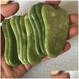 Massageboenar Rocks Gua Sha SCRA MAS Face Green Rose Quartz Natural Jade Stone Board Mass Drop Delivery Health Beauty Dhzqz