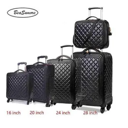 Beasumore Retro Pu Leather Rolling Luggage Sets Spinner Inch Women High Capacity Suitcase Wheels Men Cabin Trolley J220707215h