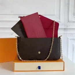 Quality designer woman Bag shoulder bags with box handbag purse clutch wallet card slots three in one285G