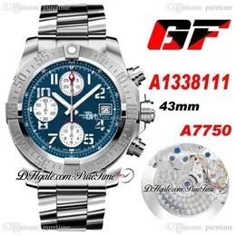 GF A1338111 A7750 Automatik-Chronograph Herrenuhr, blaues Zifferblatt, silbernes Hilfszifferblatt, Edelstahlarmband, Super Edition Puretime A31282H