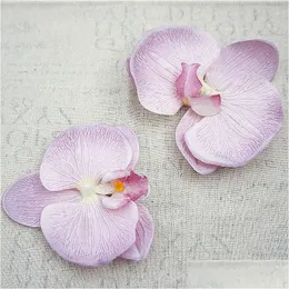 Dekoracyjne kwiaty wieńce 15pcs duże sztuczne jedwabne kwiaty gradient motyl orc fałszywe głowy phalaenopsis DIY wieniec ślub detbt3