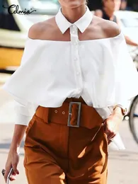 Women's Blouses Shirts Celmia Women Off Shoulder White Tops Summer Tunics Sexy Halter Shirt Fashion Blouse 3/4 Sleeve Casual Solid Elegant Blusas 230908