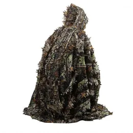 Zestawy polowań Camo 3D Liść Cloak Yowie Ghillie Oddychający otwarty poncho typu Camuflage BirdWatching Windbreaker Suit Suit Garnit1327t