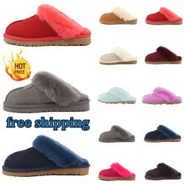 Winter cotton slippers womens winter warm black pink orange purple wear flat bottomed half mop indoor Slippers Slides Women Men Platform Shoes