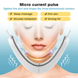 Massager twarzy V-twarz EMS Mikrokrurrentka twarzy maszyna Bandaż Bandaż Massager Schower podwójny podbródka V Pas Line Anti zmarszczki Dokręcenie skóry 230908