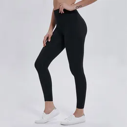 Lycra Fabric Solid Color Women Yoga Pants High Weist Sports Gym Wear Leggings Legastic Litness Lady Commun