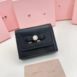 Designer Classic Sheepskin Short Bow Holder High Look Level Ladies Cute Wallet Bifold Designer Credit Card Holder Wallet with box card bag