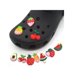 Sapato peças acessórios desenhos animados frutas forma brinquedo pvc encantos sapatos fivelas pulseiras tamanco jibz pulseira meninos meninas presente entrega entrega dhhcz