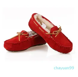 2023 Cashmere Bun Shoes 여자 스노우 부츠 Bow Knot Keep 따뜻한 Cowskin Sheepskin Boots 아름다운 크리스마스 생일 선물