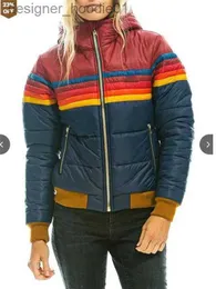 Kadınlar Down Parkas LGBT Kadınlar Gökkuşağı LGBTQ STRIPE Fermuar Kapşonlu Ceket Pamuklu Kıyafetler Kore Versiyon Vintage İnce Dış Giyim Büyük Boy XS-3XL L230909