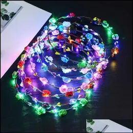 Hair Accessories 10Pcs Colorf Christmas Party Glowing Wreath Halloween Crown Flower Headband Women Girls Led Light Up Hai Babydhs302b