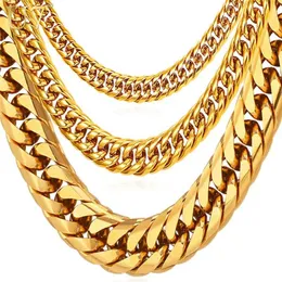 Kedjor u7 halsband för män miami kubansk länk guldkedja hiphop smycken långt tjockt rostfritt stål stort chunky halsbands gåva n453265i