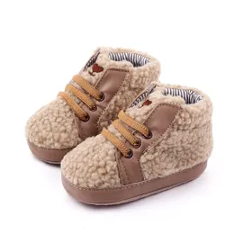 İlk Yürüyüşçüler Doğum Erkek Bebek Ayakkabı Moda Teddy Velvet Spor Sneaker Pamuk Yumuşak Sole Bebek Toddler Crib 230909