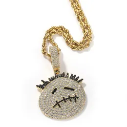 Hip Hop Rapper Men shiny diamond pendant gold silver necklace cartoon boy pendant zircon jewelry night club accessory sweater rope chain 24inch 1820