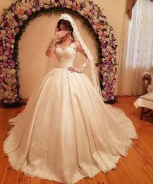 Abito da ballo Abiti da sposa Abiti da sposa bianchi Formale Tulle Avorio Nuovo personalizzato Taglie forti Applique con lacci Sweetheart Cerniera Manica lunga Raso