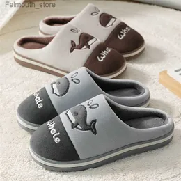 Slippers 2022 Fashion Slippers Winter Cotton Catroon Dolphin Home Indoor Plush Feleece Non Slip Warm Comfy Shoes Women Grey 220921 Q230909