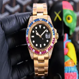 Мужские брендовые часы из розового золота с бриллиантами, автоматический механизм, складная пряжка из нержавеющей стали Montre De Luxe292L