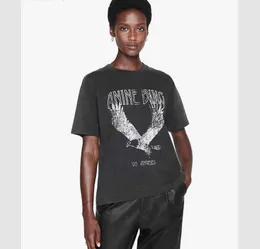 2023 A Bing Niche Eagle Print T Shirt مقلي ندفة الثلج غسل مصمم Tee Women Black Shirted Seleved Tops Polos Sale Sale Factory 666ess