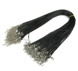 Cadena de joyería de cuero de 15 mm, cordón de cuero negro, cuerda encerada, collar DIY, cuerda de 45 cm, cierre de langosta, accesorios de joyería 8539472