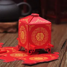 DHL 200 pezzi stile asiatico cinese rosso doppia felicità portantina scatola di bomboniere regalo di partito bomboniere box286h
