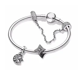 2023 Ny 925 Silver Star Moon Armband för kvinnor Designerörhängen Diamond Pendant Diy Fit Pandoras Halsband Öppet Bangle Luxury Party Jewelry Högkvalitativ gåva