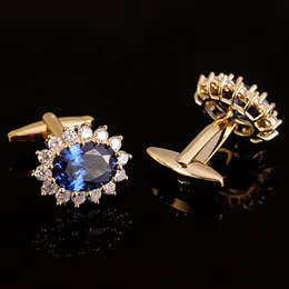 روابط الكفة زفاف أزرار كوفابينز للرجال الفاخرة الكريستالية الماس الذهبي الأزرق الزرقاء الدعوى القمصان هدية المجوهرات فرينش 230908