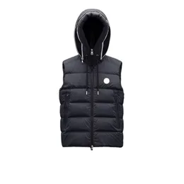 Chapéu zíper letras escondidas design masculino colete para baixo peito nfc crachá masculino gilet inverno com capuz puffer colete tamanho asiático M--3XL246y