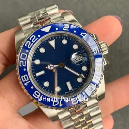 VS Factory Maker Men's Watch 116710 Sapphire Ceramic 40mm Blue Dial 904L GMT CAL.3186 MOTION Automatisk kedja Mekanisk klocka Vattentät glöd armbandsur